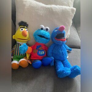 Sesame Street Bert, Cookie Monster, and Grover Stuffed Animals - Multicolor